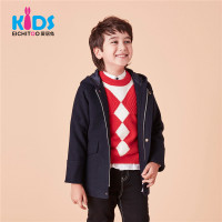 EICHITOO KIDS爱居兔童装男童套头圆领格纹休闲毛衫