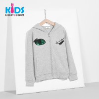EICHITOO KIDS爱居兔童装春秋女大童春秋连帽休闲时尚简约保暖针织印花外套