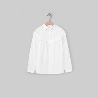 EICHITOO KIDS爱居兔童装春秋女荷叶边休闲字母绣花衬衫