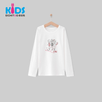 EICHITOO KIDS爱居兔童装2019春季新品女大童时尚印花圆领长袖T恤