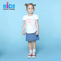 爱居兔童装2018夏季女小童牛仔半裙