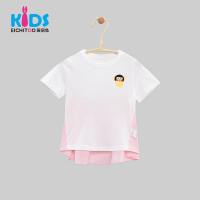 爱居兔女童夏装2018儿童纯棉短袖T恤洋气小女孩上衣