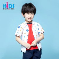 爱居兔童装2018夏季男小童短袖衬衫