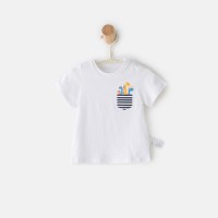 爱居兔童装男童夏装2018白色印花男小童T恤儿童上衣