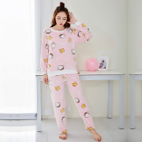 莫代尔 女士冬季保暖家居服粉底/米底猴子绒家居服套装