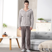 莫代尔 男士冬季保暖家居服运动型法兰绒家居服套装