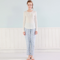莫代尔 女士秋冬家居睡衣全棉薄款清新时尚长袖家居服睡衣套装