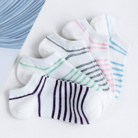 莫代尔 女款短袜船袜5双装棉质休闲清新条纹学生船袜短袜