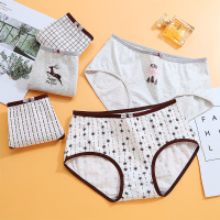 莫代尔 女款内裤小鹿树木俏皮风小巧蝴蝶结 5条装棉质少女学生女三角内裤