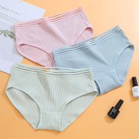 莫代尔 女款内裤性感可爱纯色螺纹舒适低裆 3条装女三角内裤