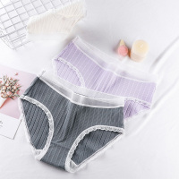 莫代尔女款中腰内裤 3条装性感甜美可爱蕾丝边简约纯色舒适 女士三角内裤