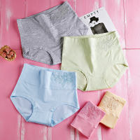 莫代尔女款高腰内裤 5条装纯色简约优雅性感腰边精美绣花 女士高腰棉质三角内裤