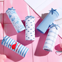 莫代尔女款内裤 5条装清新蓝白色系列蝴蝶结棉质透气纯棉裆 女士三角内裤