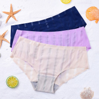 莫代尔 3条装女内裤冰丝无痕轻薄透气竖条纹纯棉裆女士内裤