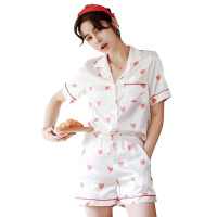 莫代尔 女士家居服套装仿真丝丝滑翻领时尚开衫家居服套装