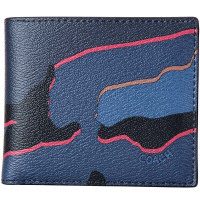 COACH 蔻驰 男士深蓝色迷彩PVC短款钱包钱夹 F32614 QBBLM