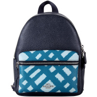 COACH 蔻驰 女士蓝色拼色皮质迷你双肩包 F22352 SVMUZ