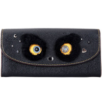 COACH 蔻驰 女士黑色皮质萌熊系列长款钱包钱夹 F22724 QB/BK