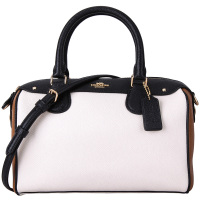 COACH 蔻驰 女士白色拼色皮质手提肩背斜挎桶包 F28956 IMCAH