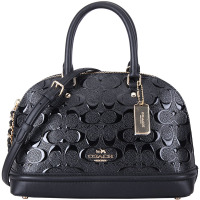COACH 蔻驰 女士黑色漆皮手提单肩斜挎贝壳包 F27597 IMA45