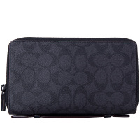 COACH蔻驰男包手拿包手拎包 黑色皮质大号 F25528 N3A黑灰色