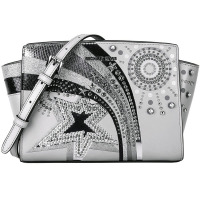 MICHAEL KORS 迈克·科尔斯 MK女包 SELMA系列灰色皮质女士单肩斜挎包