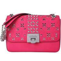 MICHAEL KORS 迈克·科尔斯 MK女包 TINA系列玫红色皮质女士单肩斜挎包