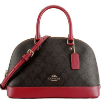 COACH 蔻驰 女士深咖拼色PVC手提单肩斜挎贝壳包 F27583 IML72