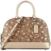 COACH 蔻驰 女士卡其星星款PVC手提单肩斜挎贝壳包 F39676 SVE7V