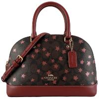 COACH 蔻驰 女士深咖星星款PVC手提单肩斜挎贝壳包 F37673 IMBMC