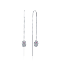 【美国】MY FASHION DESIGN S925银耳钉女款密镶小手掌长款纯银耳坠MYE1718