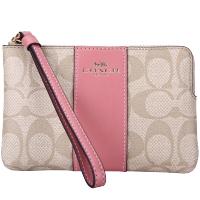 COACH 蔻驰 女士卡其粉色边PVC短款手拿包零钱包 F58035 IMBE5
