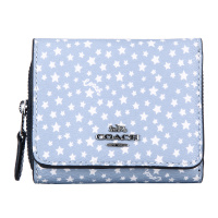 COACH 蔻驰 奢侈品 女士蓝色星星款皮质短款钱包钱夹