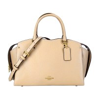 COACH 蔻驰 奢侈品 女士专柜款米色皮质手提单肩斜挎包