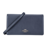 COACH 蔻驰 奢侈品 女士专柜款藏青色皮质手包单肩斜挎两用包