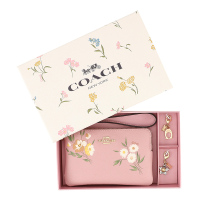 COACH 蔻驰 奢侈品 女士粉色皮革短款手拿包零钱包