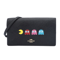 COACH 蔻驰 奢侈品 女士黑色皮革单肩斜挎包送女友生日礼物