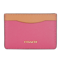 COACH 蔻驰 奢侈品 女士玫红色皮革卡包卡夹