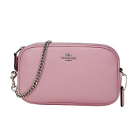 COACH 蔻驰 奢侈品 女士紫色/米色皮革单肩斜挎链条包