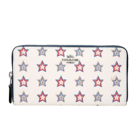 COACH 蔻驰 奢侈品 女士女生米白色印花皮革长款钱包钱夹