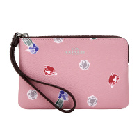 COACH 蔻驰 奢侈品 女士迪士尼黑暗童话系列玫瑰粉红色皮革短款手拿包零钱包 F73581 SVOSM