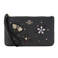 COACH 蔻驰 奢侈品 女士迪士尼黑暗童话系列黑色皮革长款手拿包零钱包 F72884 IMBLK