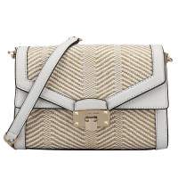 MICHAEL KORS 迈克·科尔斯 MK女包 KINSLEY系列白色拼色皮质女士单肩斜挎包