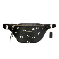 COACH 蔻驰 奢侈品 女士黑色皮革单肩斜挎腰包女生