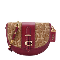 COACH 蔻驰 奢侈品 女士专柜款棕色人造革单肩斜挎马蹄包