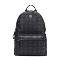 MCM 中性黑色侧铆钉人造革大号双肩背包 MMK6SVE38BK001