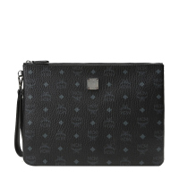 MCM 男女中性黑色人造革拉链手拿包 MXZ8SVI17BK001