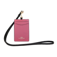COACH 蔻驰 奢侈品 女士玫红色皮革挂脖卡包卡套证件夹 F77903 IMLOK