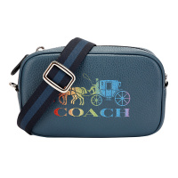COACH 蔻驰 奢侈品 女士蓝色皮革单肩斜挎包腰包两用包 F78131 SVM64