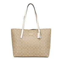 COACH 蔻驰 奢侈品 女士卡其白色人造革手提单肩托特包 F67108 IMDQC